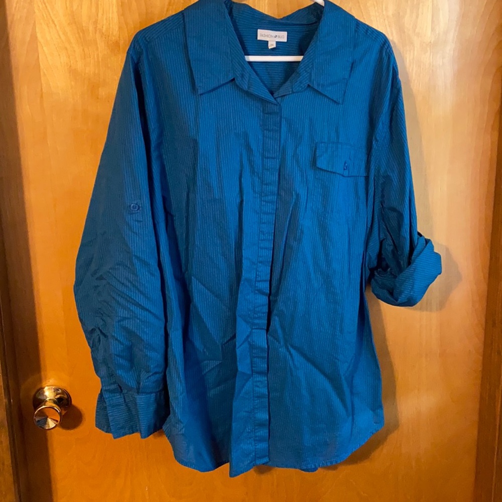 All Women’s Tops BOGO 50%OFF Women’s Blue Pinstripe Blouse Size 3X NWOT